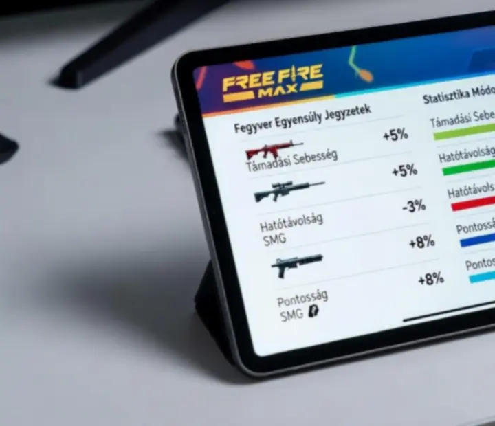 Free Fire MAX szezonális patch jegyzetek megjelenítve egy tableten